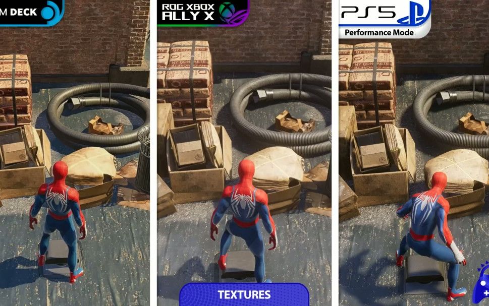 《漫威蜘蛛侠2》画面对比：Xbox Ally X超越Steam Deck